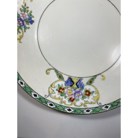1920s NORITAKE M In Wreath Round Cake Serving Plate W/ Gilded Handles Flowers - Picture 3 of 9